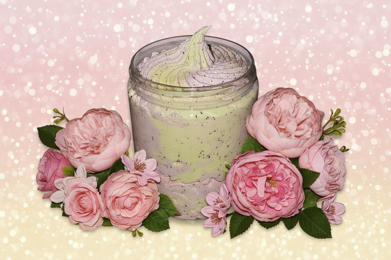 Foaming Whipped Sugar and Poppy Seed Soap Scrub Golden Wishes