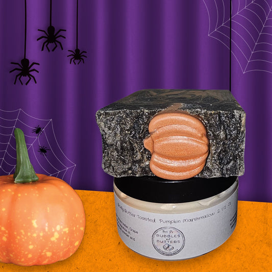 Halloween Spicy pumpkin swirl 5.5 oz soap and Toasted Pumpkim Marshmallow 2.5 oz body butter