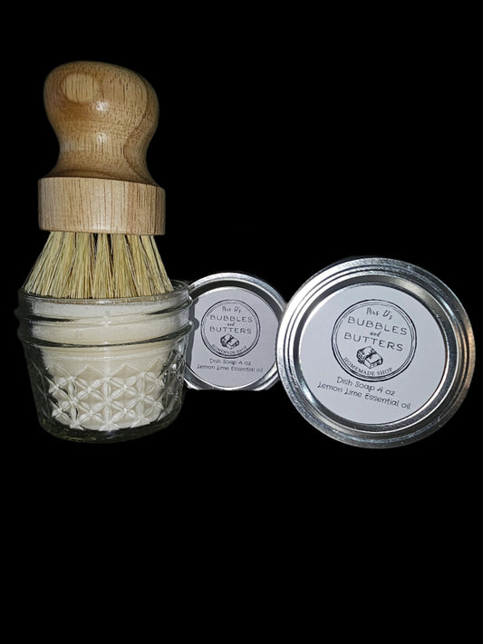 Solid Dish Soap with bamboo scrub brush